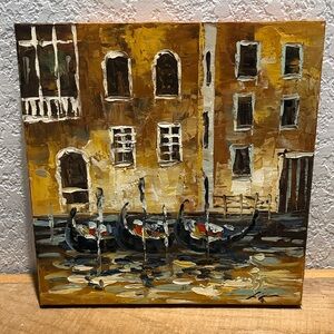 Hand Painted Venice Italy Canal Canvas Wall Art